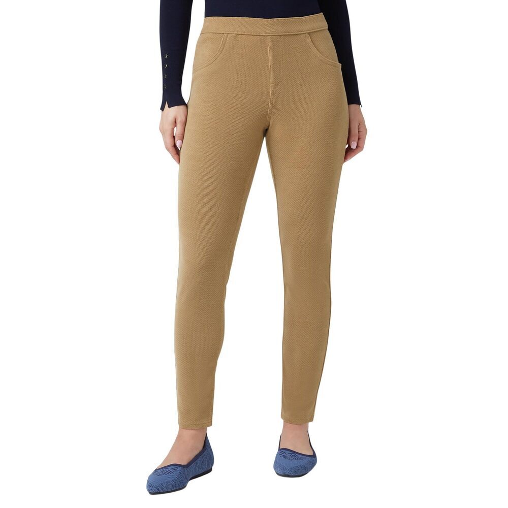 HUE Women's Soft Twill Jean Style Leggings Tan Large